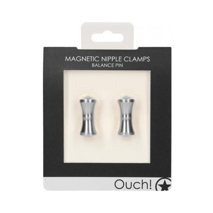 Ouch Magnetic Nipple Clamps - Balance Pin - Silver | cutebutkinky.com
