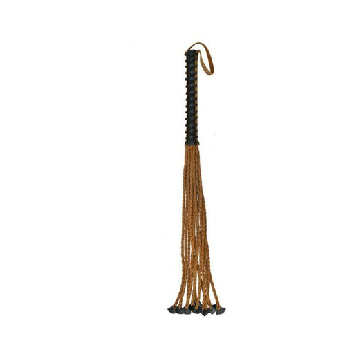 Ouch Pain Unique Italian Leather 12 Braided Tails With 12" Handle Cover Design - Brown Distressed Le | cutebutkinky.com