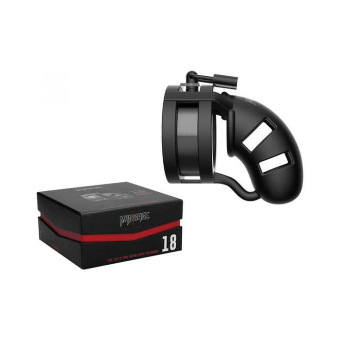 Man Cage Model 18 - Chastity - 3.5" - Silicone Cage Ballsplitter - Black | cutebutkinky.com