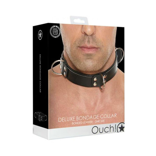 Ouch Deluxe Bondage Collar - One Size - Black | cutebutkinky.com