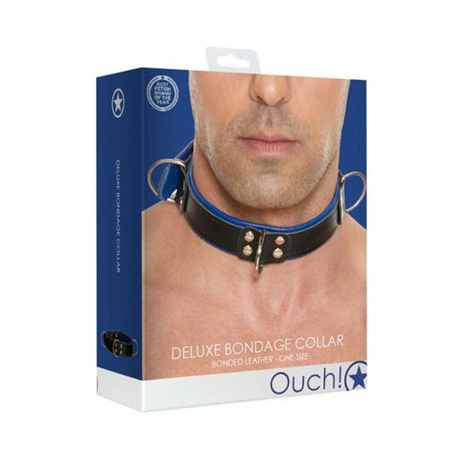 Ouch Deluxe Bondage Collar - One Size - Blue | cutebutkinky.com