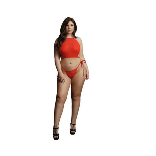 Shots Le Desir Festive Rhinestone Top And Thong Osx Red | cutebutkinky.com