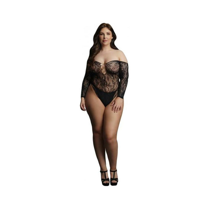 Shots Le Desir Wonder Rhinestone Bodysuit Osx Black | cutebutkinky.com