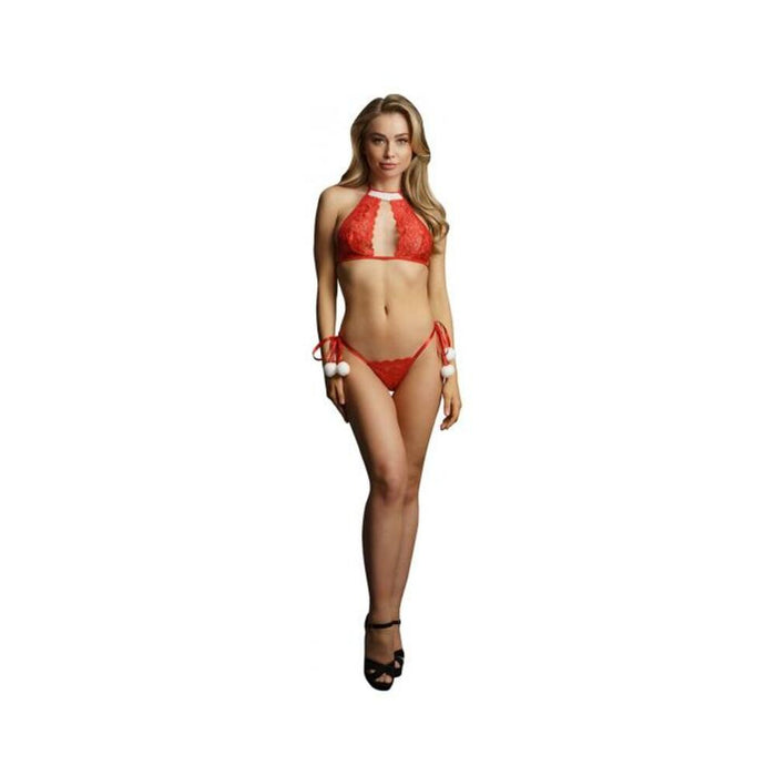 Shots Le Desir Snow Angel Lace Lingerie Set Os Red | cutebutkinky.com