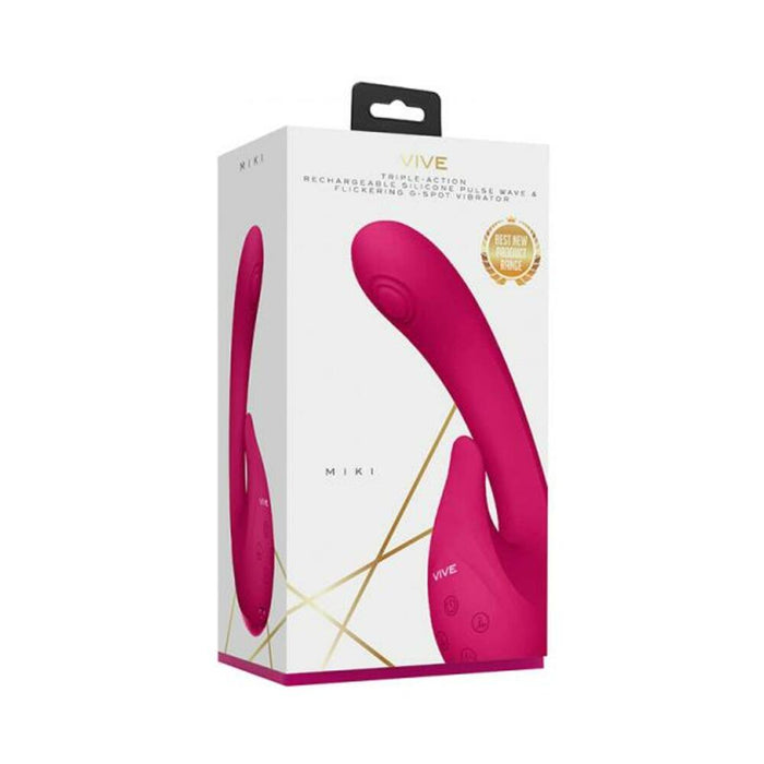 Vive - Miki Rechargeable Pulse-wave & Flickering Silicone Vibrator - Pink
