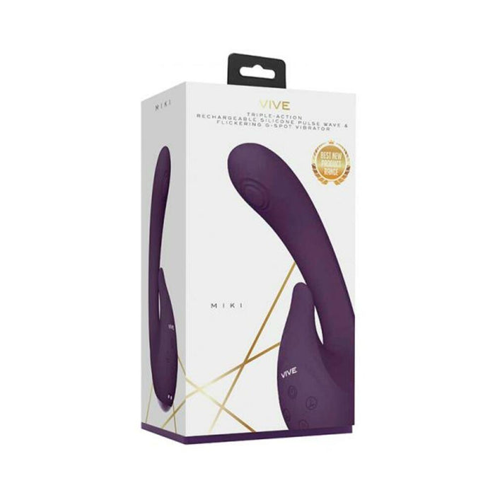 Vive - Miki Rechargeable Pulse-wave & Flickering Silicone Vibrator - Purple