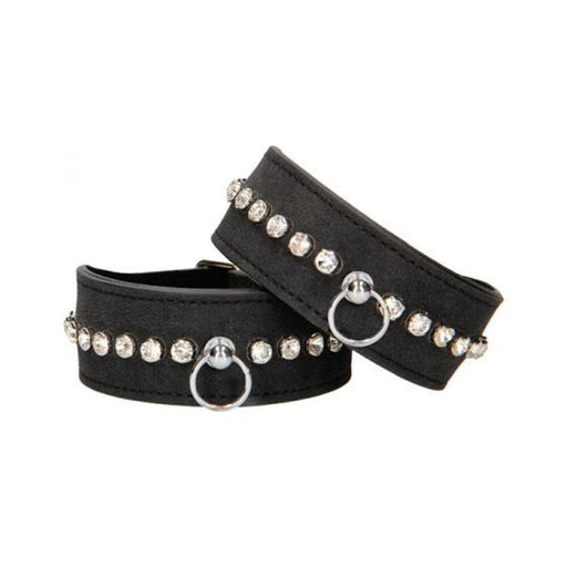 Ouch Diamond Studded Wrist Cuffs - Black | cutebutkinky.com