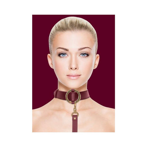 Ouch Halo Collar With Leash Burgundy | cutebutkinky.com