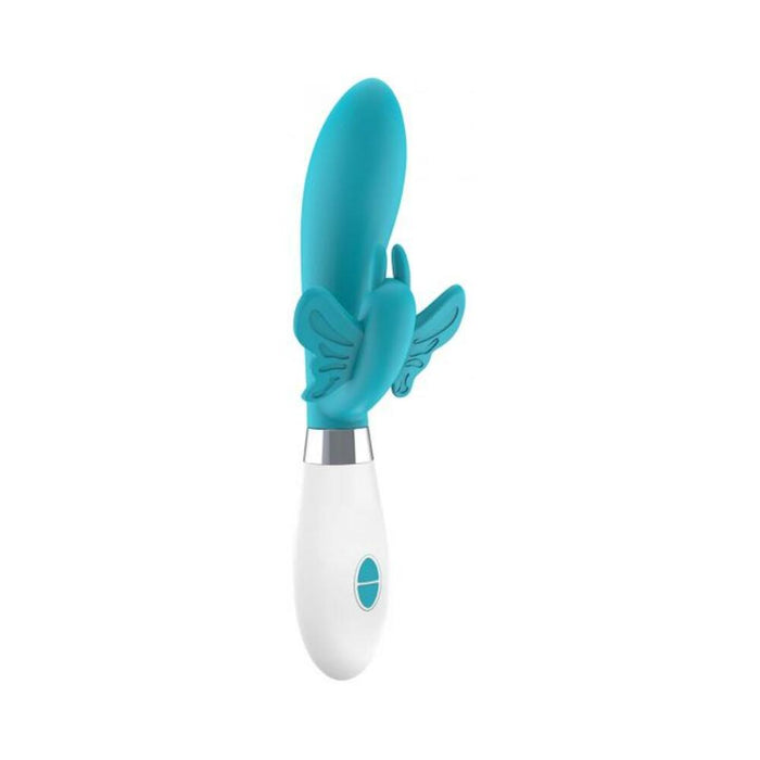 Luna Neon Alexios Ultra-soft Silicone Dual Stimulator Turquoise | cutebutkinky.com