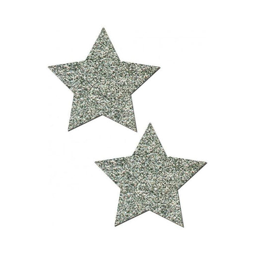 Rockstar Silver Glitter Star Pasties O/S | cutebutkinky.com