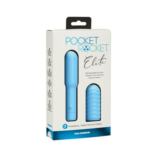 Pocket Rocket Elite Rechargeable Bullet With Removable Sleeve Sky Blue | cutebutkinky.com