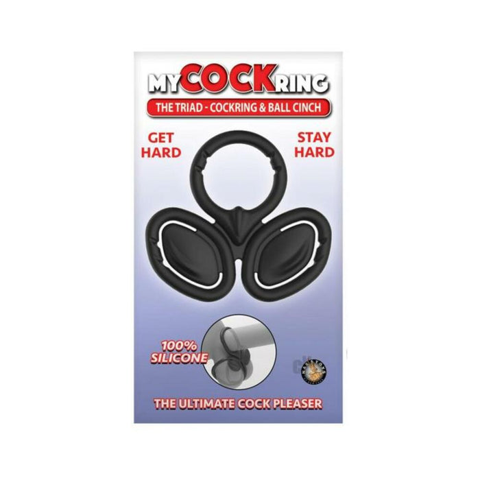 My Cockring The Triad Cockring & Ball Cinch Black | cutebutkinky.com