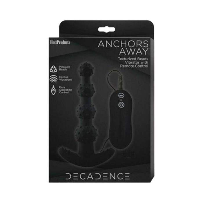 Decadence Anchors Away Anal Beads With Wire Controller Black | cutebutkinky.com