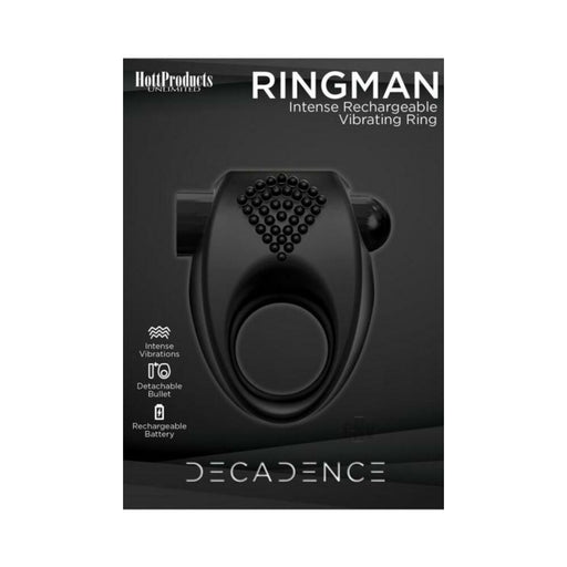 Decadence Ring Man Vibrating Rechargeable Cock Ring Black | cutebutkinky.com