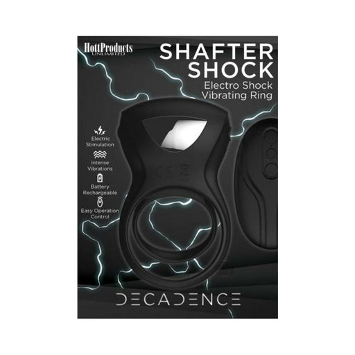Decadence Shafter Shock E-stim Cock Ring Black | cutebutkinky.com