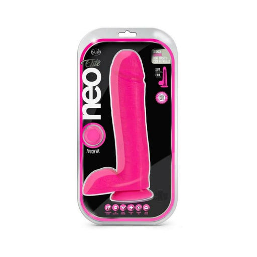 Neo Elite - 10-inch Silicone Dual-density Cock With Balls - Neon Pink | cutebutkinky.com