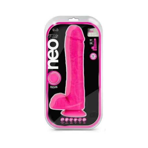 Neo Elite - 11-inch Silicone Dual-density Cock With Balls - Neon Pink | cutebutkinky.com