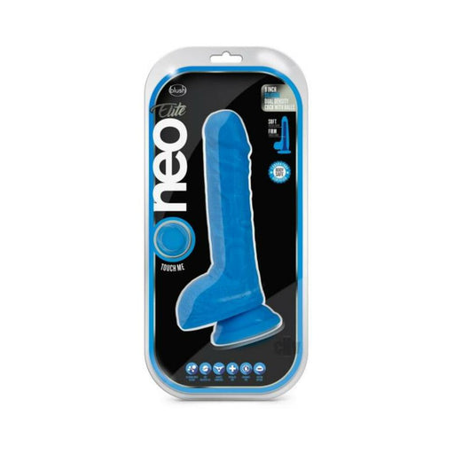 Neo Elite - 9-inch Silicone Dual-density Cock With Balls - Neon Blue | cutebutkinky.com
