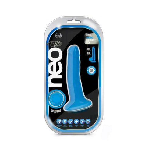 Neo Elite - 6-inch Silicone Dual-density Cock - Neon Blue | cutebutkinky.com
