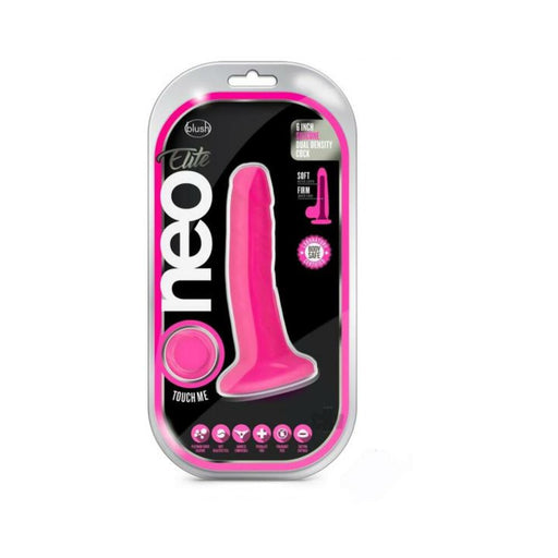 Neo Elite - 6-inch Silicone Dual-density Cock - Neon Pink | cutebutkinky.com