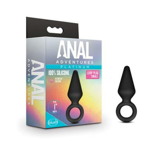 Anal Adventures Platinum - Silicone Loop Plug - Small - Black | cutebutkinky.com
