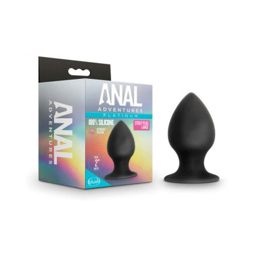 Anal Adventures Platinum - Silicone Anal Stout Plug - Large - Black | cutebutkinky.com