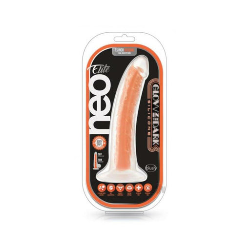 Neo Elite Lava Glow-in-the-dark 7" Silicone Dual-density Dildo Neon Orange | cutebutkinky.com