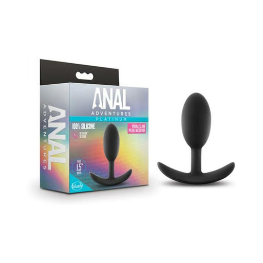 Anal Adventures Platinum - Silicone Vibra Slim Plug - Medium - Black | cutebutkinky.com