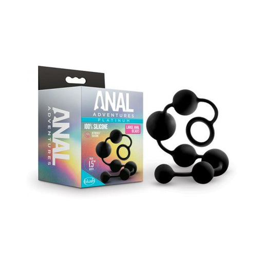 Anal Adventures Platinum - Silicone Large Anal Beads - Black | cutebutkinky.com