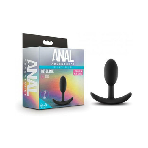 Anal Adventures Platinum - Silicone Vibra Slim Plug - Small - Black | cutebutkinky.com