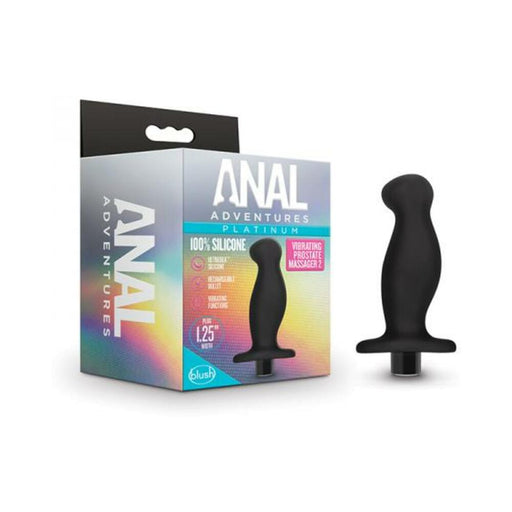 Anal Adventuresplatinum- Silicone Vibrating Prostate Massager 02- Black | cutebutkinky.com