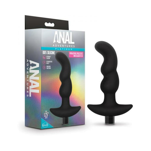 Anal Adventures Platinum - Silicone Vibrating Prostate Massager 03- Black | cutebutkinky.com