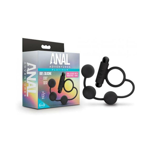 Anal Adventuresplatinum - Silicone Anal Ball With Vibrating C-ring- Black | cutebutkinky.com