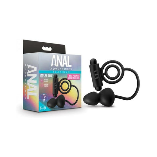 Anal Adventuresplatinum- Silicone Anal Plug With Vibrating C-ring - Black | cutebutkinky.com