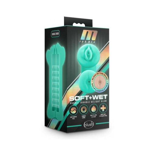 M For Men - Soft And Wet - Double Trouble Glow-in-the-dark Stroker - Vanilla | cutebutkinky.com