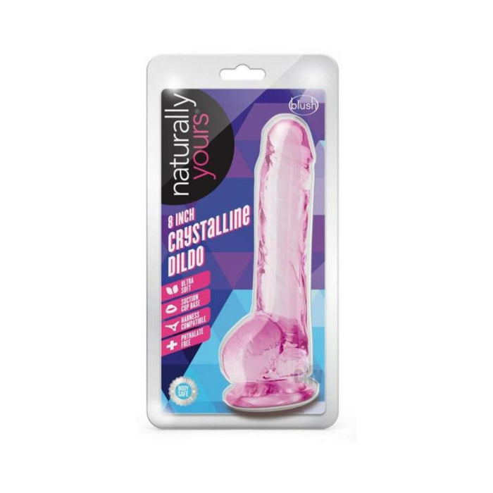 Naturally Yours Crystalline Dildo 8 In. Rose | cutebutkinky.com