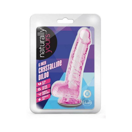 Naturally Yours Crystalline Dildo 6 In. Rose | cutebutkinky.com