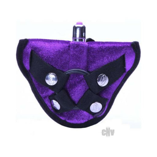Tantus Velvet Vibrating Harness - Purple | cutebutkinky.com