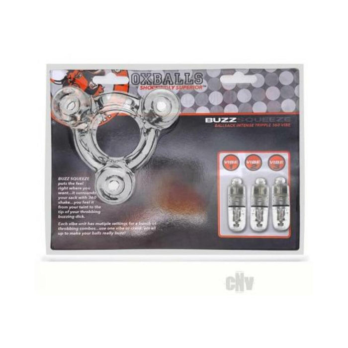 Oxballs Buzz Squeeze Triple-vibe Ballstretcher Flextpr Clear | cutebutkinky.com