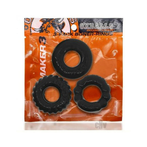 Oxballs Bonemaker 3-pack Boner Cockring Kit Flextpr Black | cutebutkinky.com