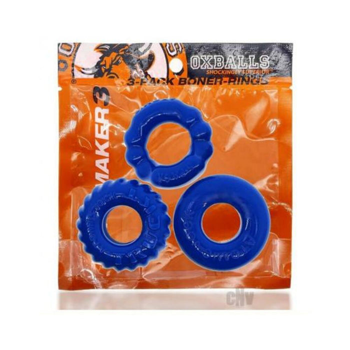 Oxballs Bonemaker 3-pack Boner Cockring Kit Flextpr Pool Blue | cutebutkinky.com
