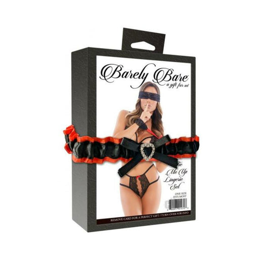 Barely Bare Tie Me Up Lingerie Set Black Os | cutebutkinky.com
