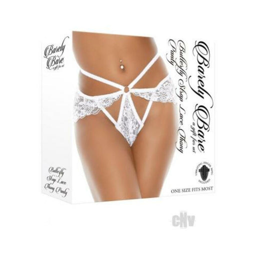 Barely Bare Butterfly Strap Lace Thong Panty White O/s | cutebutkinky.com