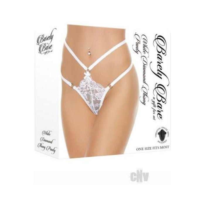 Barely Bare White Diamond Thong Panty White O/s | cutebutkinky.com