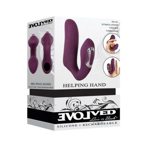 Evolved Helping Hand Dual-stimulating Finger Vibrator - Plum | cutebutkinky.com