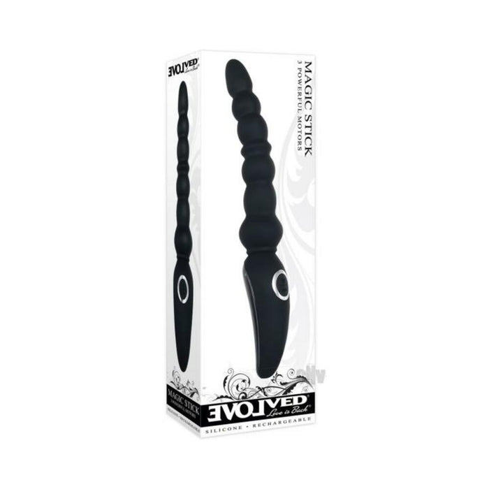 Evolved Magic Stick Anal Beads Silicone Black | cutebutkinky.com