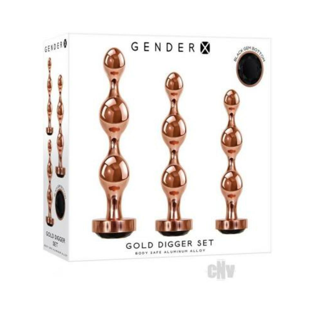 Gender X Gold Digger Set Of 3 Plugs Rose Gold/black | cutebutkinky.com