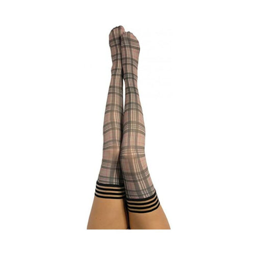 Kixies Lori Tan/grey Plaid - Size B | cutebutkinky.com