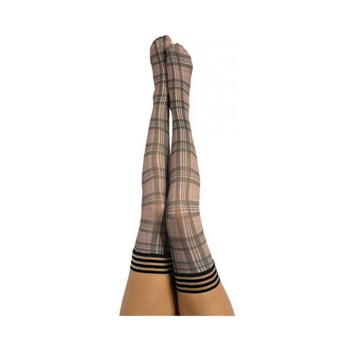 Kixies Lori Tan/grey Plaid - Size B | cutebutkinky.com
