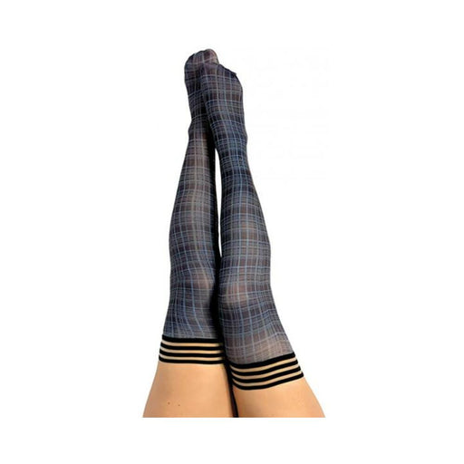 Kixies Debbie Navy Plaid - Size D | cutebutkinky.com